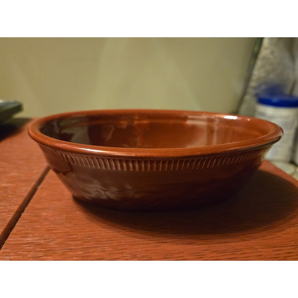 Vintage Genuine Oven Serve Ware Brown Glazed Ceramic Oval Baking Dish USA Made - Picture 5 of 7
